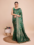 Green Silk Saree With Blouse Piece