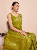 Green Silk Saree With Blouse Piece