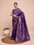 purple Silk Saree With Blouse Piece