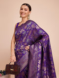 purple Silk Saree With Blouse Piece