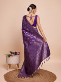 purple Silk Saree With Blouse Piece