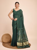 Green Cotton Saree With Blouse Piece