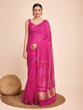 Pink Cotton Saree With Blouse Piece