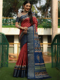 Burgundy Dola Silk Saree With Blouse Piece