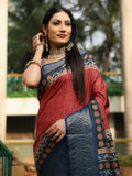 Burgundy Dola Silk Saree With Blouse Piece