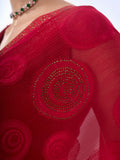 Pink Georgette Party Wear Saree With Blouse Piece