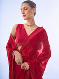 Pink Georgette Party Wear Saree With Blouse Piece