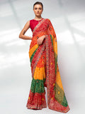 Multicolor Georgette Party Wear Saree With Blouse Piece