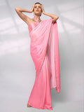 Pink Satin Party Wear Saree With Blouse Piece