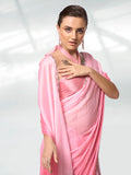 Pink Satin Party Wear Saree With Blouse Piece