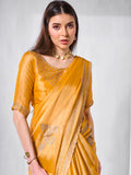 Embellished Beads and Stone Organza Saree With Blouse Piece