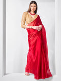 Embellished Solid Organza Saree With Blouse Piece