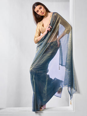 Solid Tissue Saree with Hanging With Blouse Piece