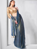 Solid Tissue Saree with Hanging With Blouse Piece