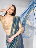 Solid Tissue Saree with Hanging With Blouse Piece