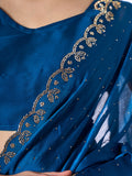 Beads and Stones Embellished  Satin Saree With Blouse Piece