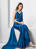 Beads and Stones Embellished  Satin Saree With Blouse Piece