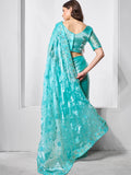 Embellished Beads and Stone Organza Saree With Blouse Piece