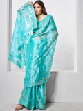 Embellished Beads and Stone Organza Saree With Blouse Piece