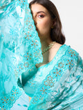 Embellished Beads and Stone Organza Saree With Blouse Piece