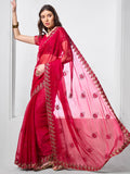 Embroidered Embellished Chiffon Saree With Blouse Piece