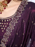 Beads and Stones Embellished  Satin Saree With Blouse Piece