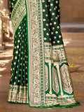 Green Satin Silk Saree With Blouse Piece