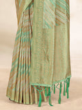 Green Cotton Thread Work Saree With Blouse Piece