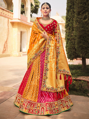 Pink And Yellow Lehenga Choli