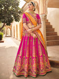 Yellow And Pink Lehenga Choli