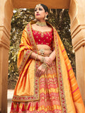 Orange And Red Lehenga Choli