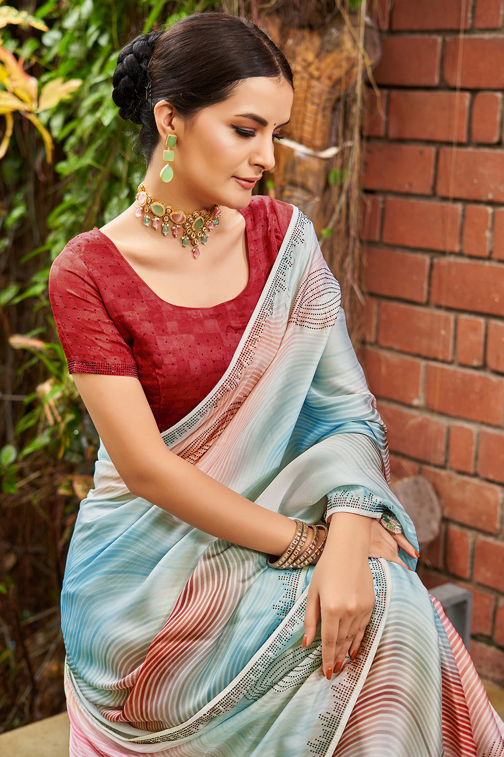 Latest Modern Satin Silk Saree With Designer Blouse 2022