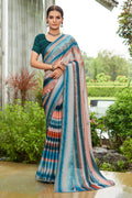 Teal Green Satin Saree