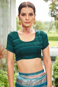 Teal Green Satin Saree