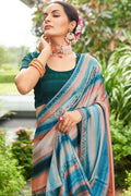 Teal Green Satin Saree