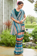 Teal Green Satin Saree