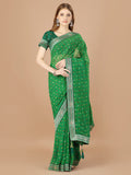 Green Georgette Daily Wear Saree With Blouse Piecde