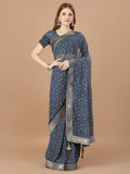 Grey Georgette Daily Wear Saree With Blouse Piecde