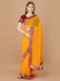 Yellow Georgette Daily Wear Saree With Blouse Piecde