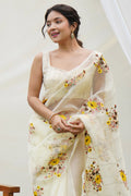 Yellow Organza Saree With Blouse Piece