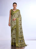 Green Tissue Saree With Blouse Piece