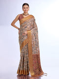 Peach Tissue Saree With Blouse Piece