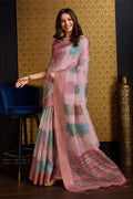 Pink Organza Saree With Blouse Piece