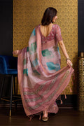 Pink Organza Saree With Blouse Piece