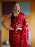 Red Georgette Saree With Blouse Piece