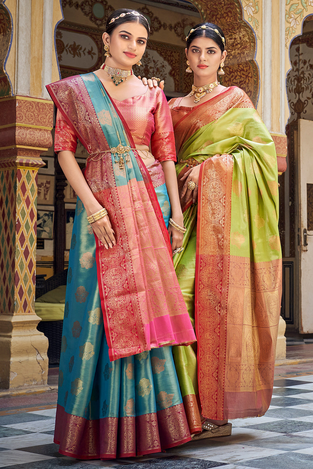 Buy Green Tissue Saree for Women Online from India's Luxury Designers 2024