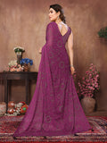 Purple Satin Silk Saree With Blouse Piece