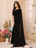 Black Satin Chiffon Saree With Blouse Piece