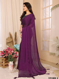 Purple Satin Chiffon Saree With Blouse Piece