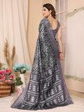 Grey Khadi Saree With Blouse Piece